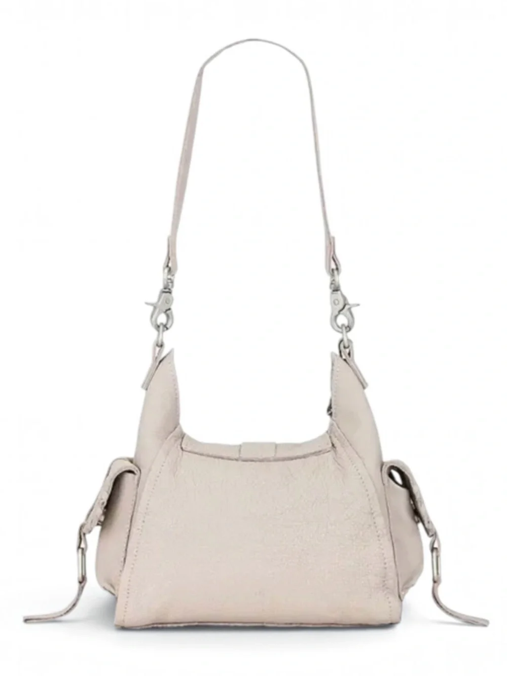 Free People Baby Leigh Pearl Leather Hobo Crossbody Shoulder Bag Lock Key Charm